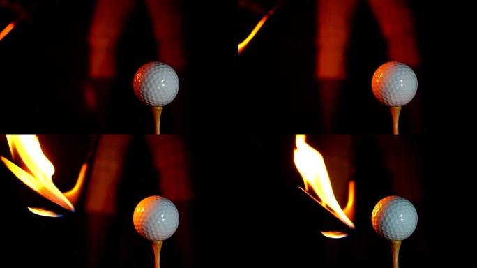高尔夫球手的概念旨在胜利，高尔夫球和可燃高尔夫球杆