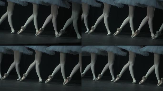 芭蕾舞工作室spbd古典表演期间年轻女芭蕾舞演员的腿视图