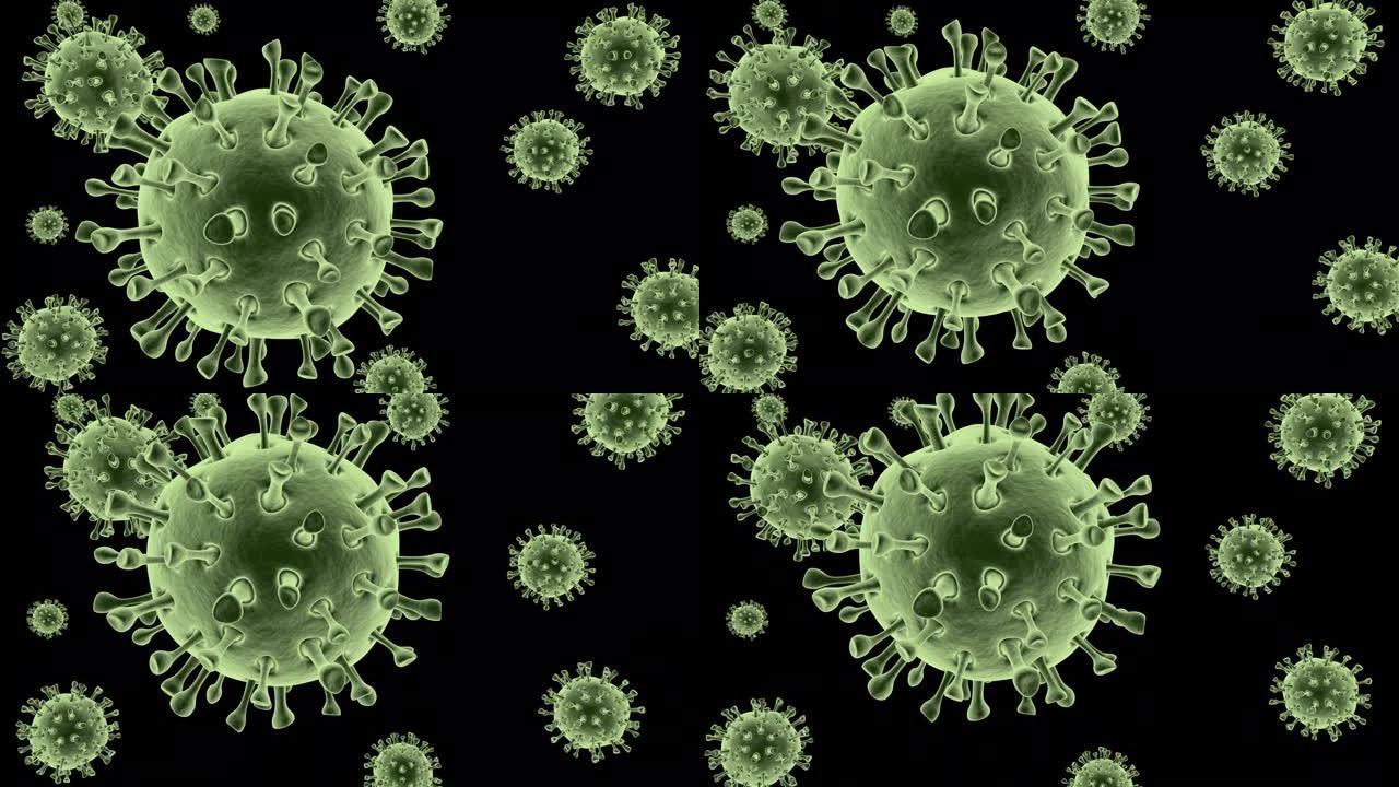 3D渲染nCov冠状病毒细胞爆发和冠状病毒流感红色背景概念危险流感疫苗大流行医疗健康风险与疾病。库存