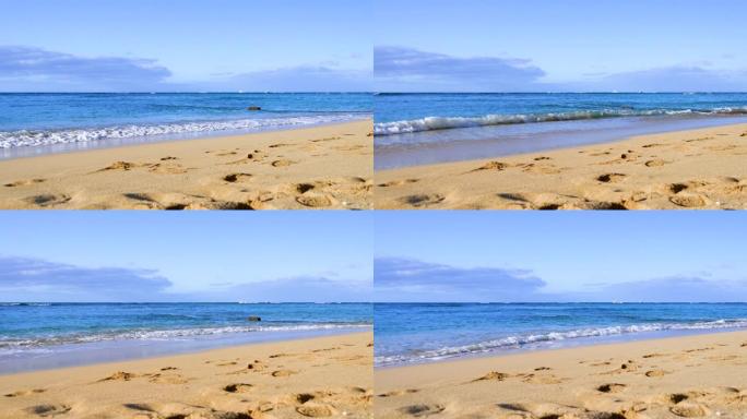 美国夏威夷州瓦胡岛檀香山的威基基海滩。檀香山中心的威基基海滩是夏威夷游客最多的地方。