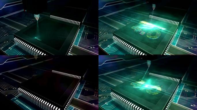 处理器工厂用激光烧录工业4.0符号