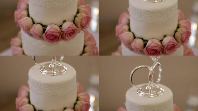 鲜花装饰的结婚蛋糕