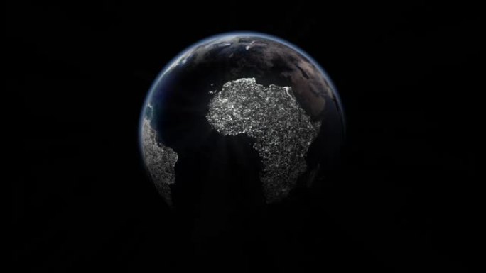 地球在地球转弯时被大陆照亮