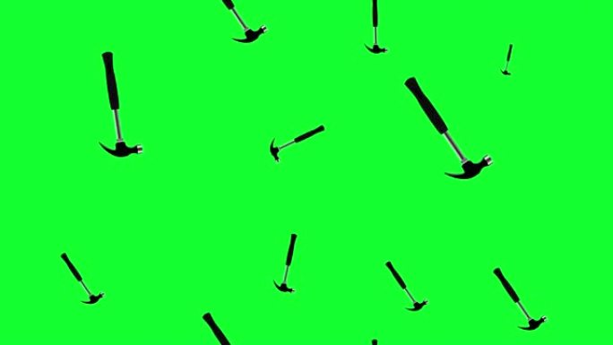 绿屏色度键、图形元素、无缝循环上的锤子工具组动画