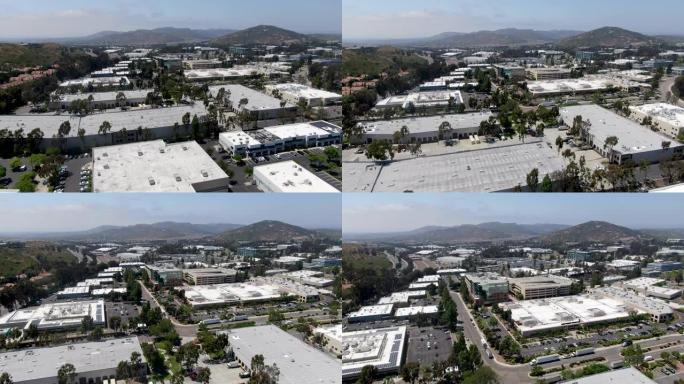 加利福尼亚州仓储仓库工业区和公司办公室的鸟瞰图