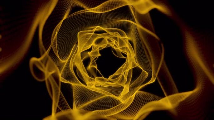 抽象网格波背景柔美融合隧道金色光波