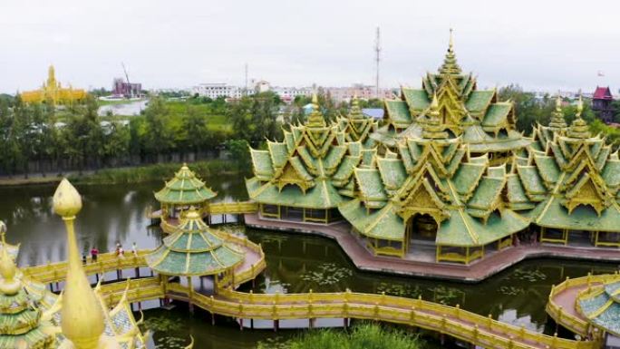 泰国空中美丽的寺庙，泰国古城开明的亭子