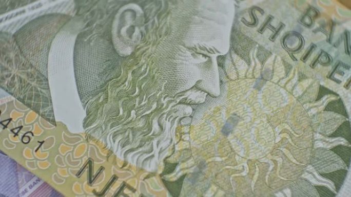 阿尔巴尼亚列克特写。阿尔巴尼亚国家货币