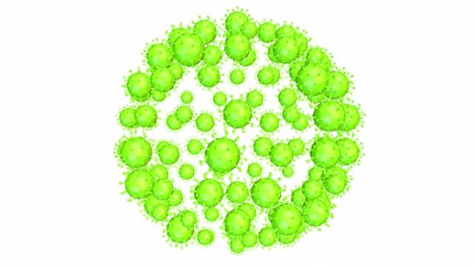 卡通新型冠状病毒2019-nCov隔离在白色背景。摘要数字细胞形成微生物或细菌。医学概念设计。循环3