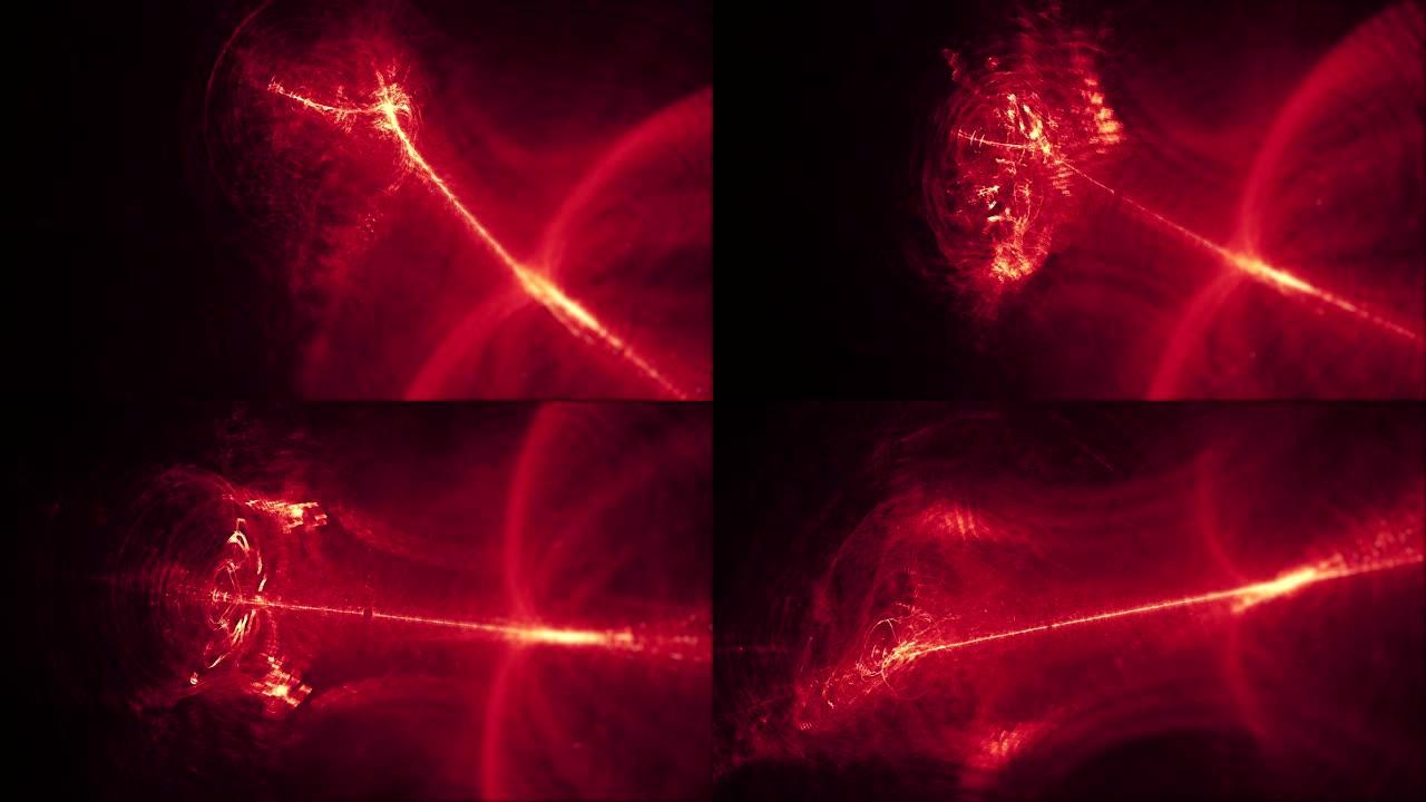 分形抽象红光光束运动装饰视频动画背景