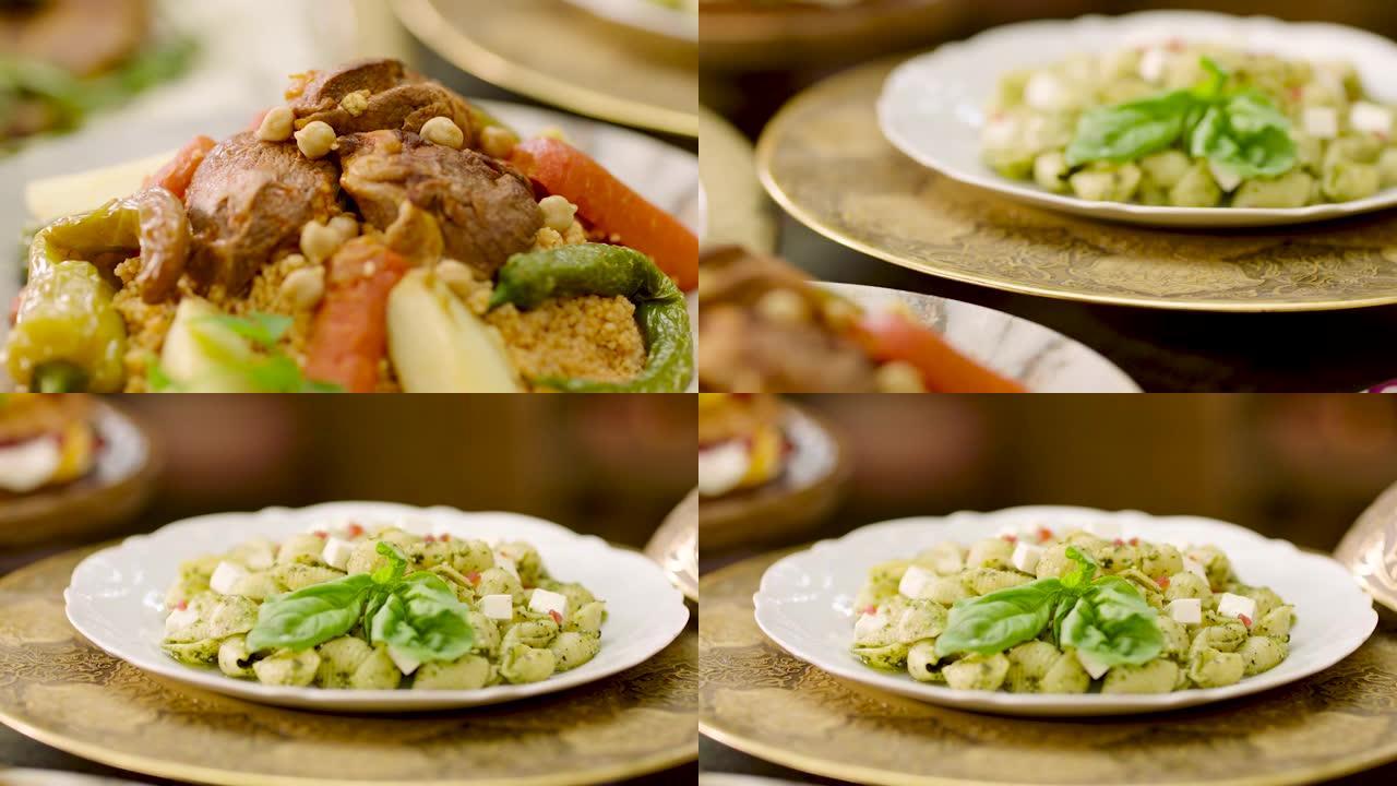 4k分辨率的传统土耳其食品慢动作跟踪镜头