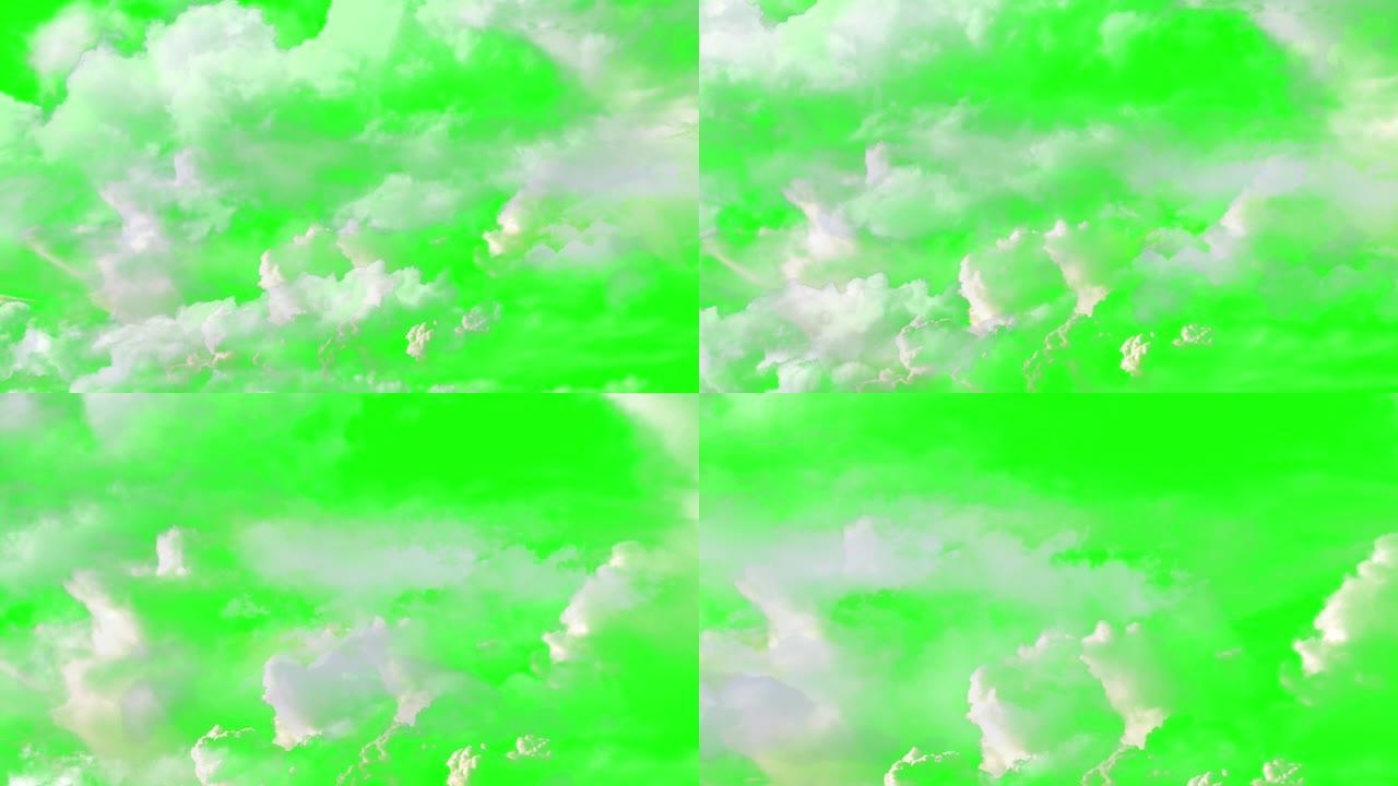 动画-绿屏背景上的云层飞来飞去