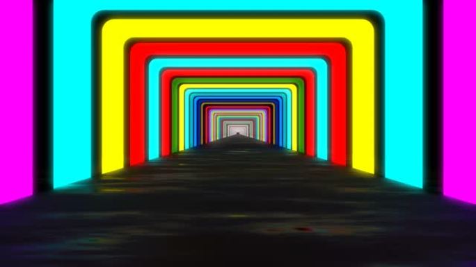 抽象环形背景隧道彩色隧道穿梭霓虹Vj空间