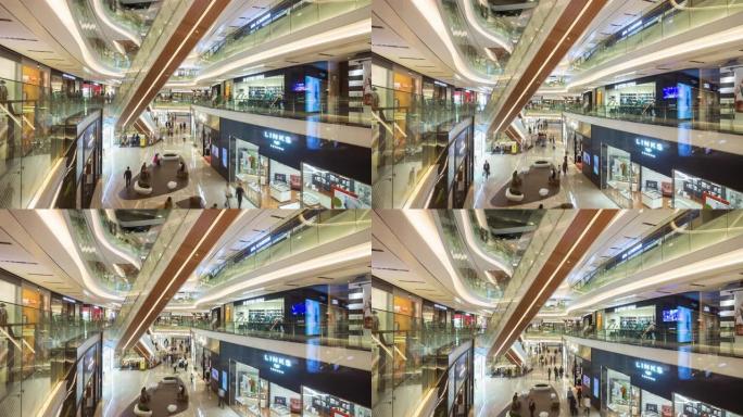 广州市中心著名商场室内大厅延时全景4k中国