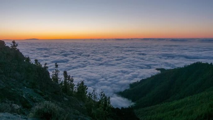 日落天空特内里费岛山顶全景4k延时西班牙