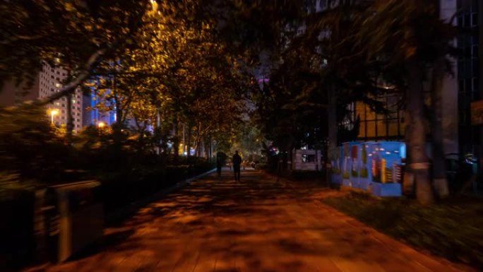 夜间照明青岛市交通街景步行视点全景延时4k中国