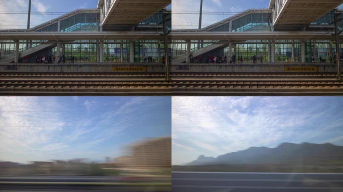 夏日杭州城市火车站拥挤站台延时全景4k中国