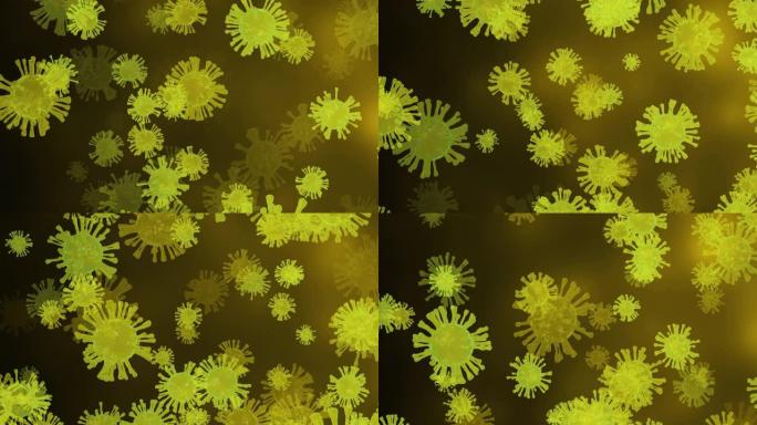 4k冠状病毒疾病新型冠状病毒肺炎感染医学插图黄色背景