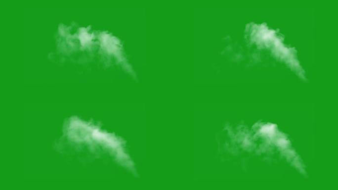 绿色屏幕背景的白烟喷雾运动图形