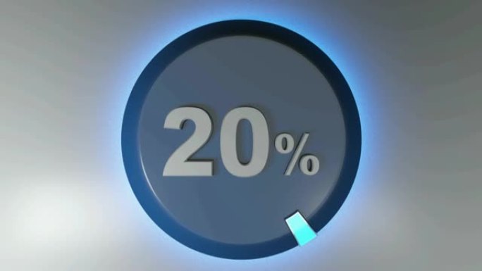 20% 带有旋转光标的蓝色圆形标志-3D渲染视频剪辑