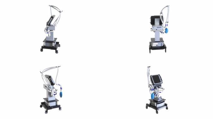 白色背景下用于肺部机械通气的医用呼吸机