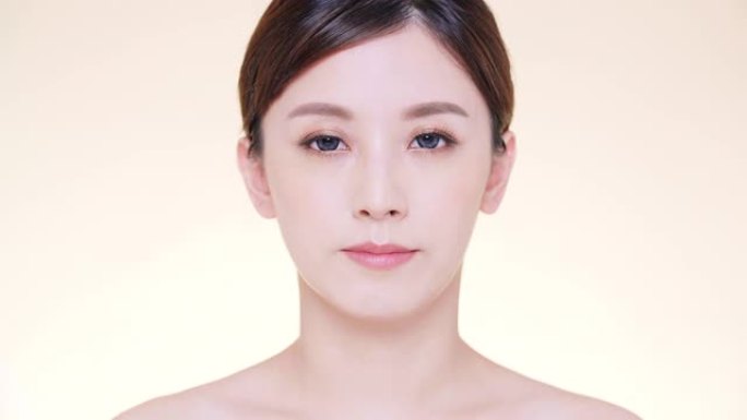 特写亚洲年轻美女，皮肤干净清新
