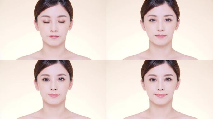 特写亚洲年轻美女，皮肤干净清新