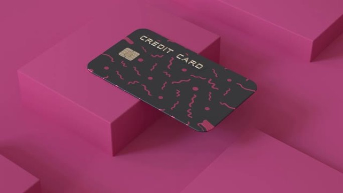 黑色粉色卡业务支付概念抽象运动3d渲染