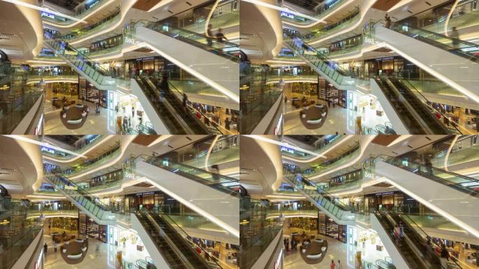 广州市中心著名购物中心内部大厅延时全景4k中国