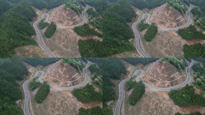 乡村盘山道路蜿蜒曲折