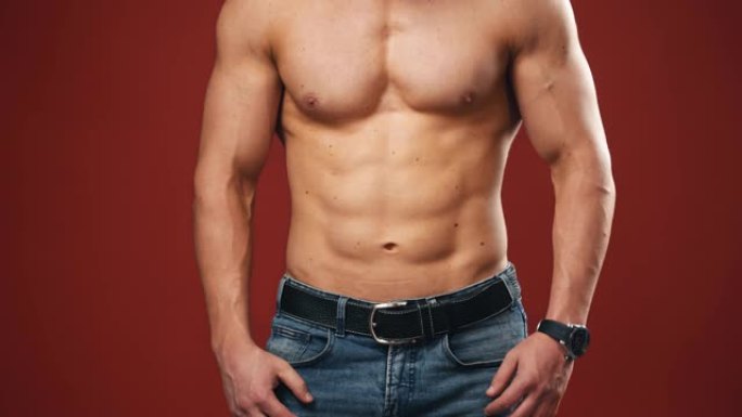 运动胸部的肌肉男人的身体。
