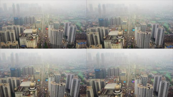 武汉城市景观交通道路空中全景4k倾斜移位中国