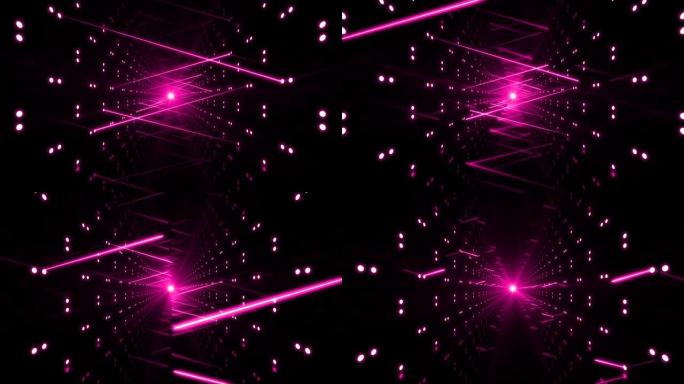 霓虹粉色抽象环形激光影响背景隧道