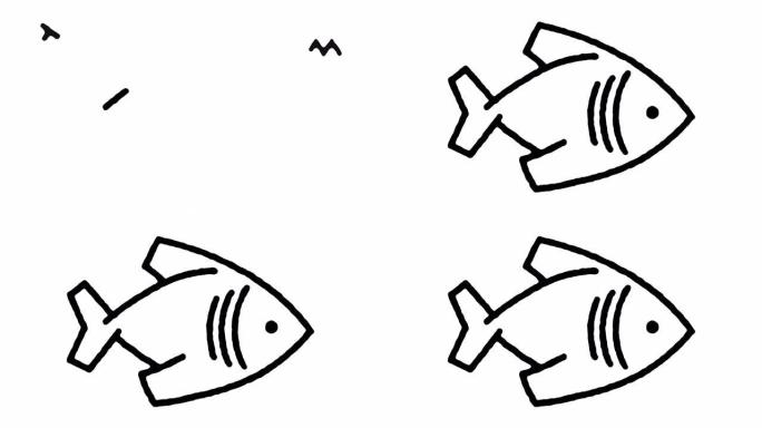 渔业工业素描线图标动画