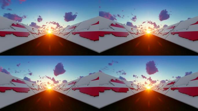 奥地利带国旗的地图抽象背景视频