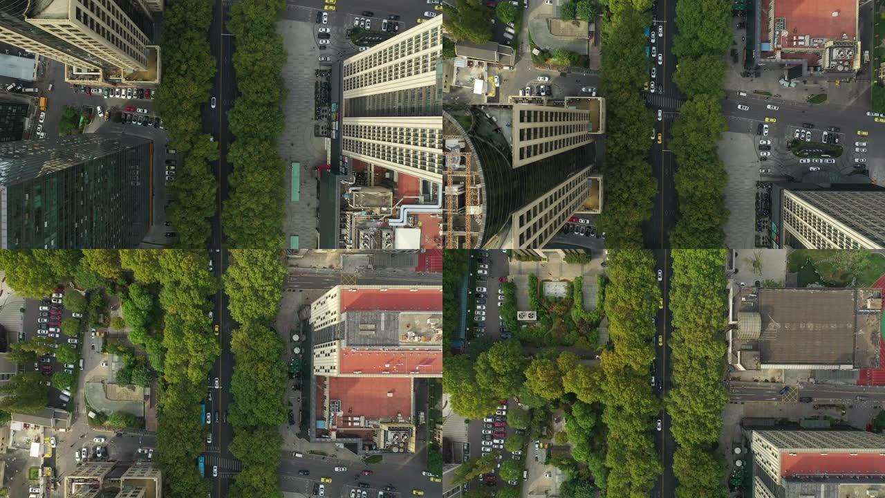 南京市中心交通街道空中俯拍全景4k中国