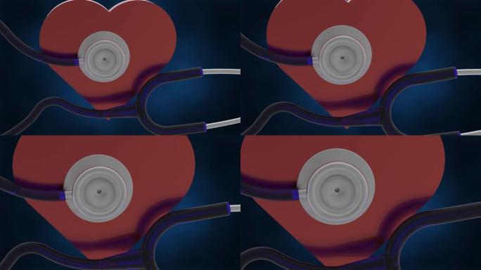 医用听诊器和红心医学动画医疗动画视频素材