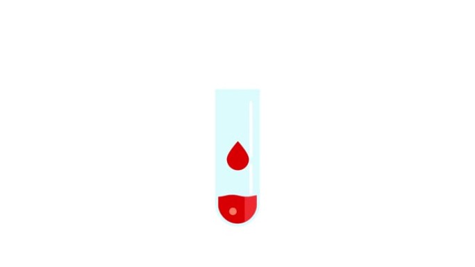 试管中的动画血样。血液采样。医学实验室测试。
