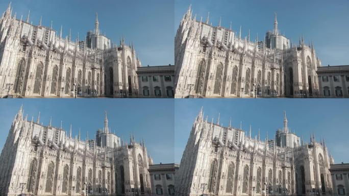 意大利米兰大教堂著名历史纪念碑，雄伟的哥特式神庙，无人