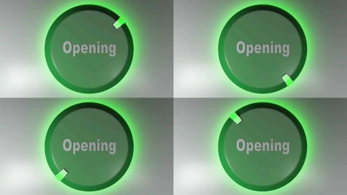 用旋转光标打开绿色圆圈图标lilght-3D渲染视频剪辑