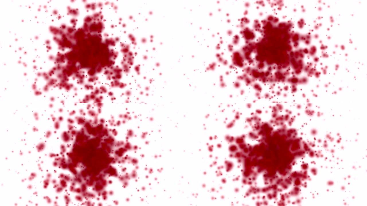 红色粒子的爆炸抽象运动背景危险病毒和尘埃传播的概念