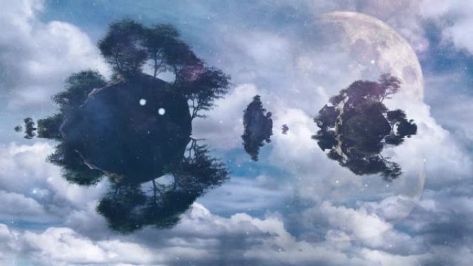 洛基群岛舞台背景三维动画云雾云海