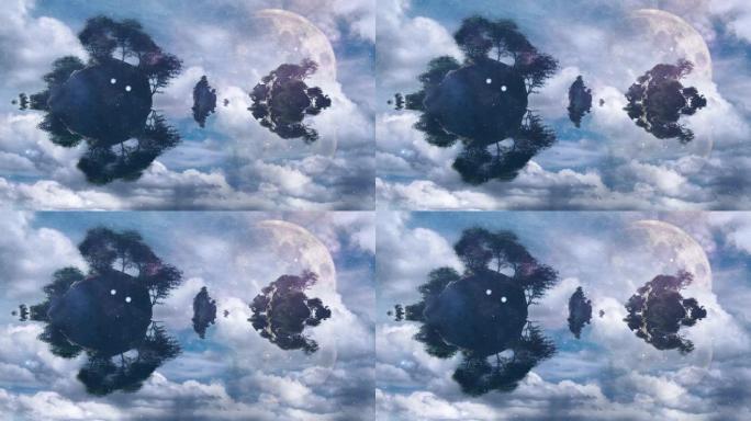 洛基群岛舞台背景三维动画云雾云海