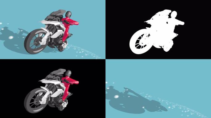 摩托车驾驶3D动画可循环