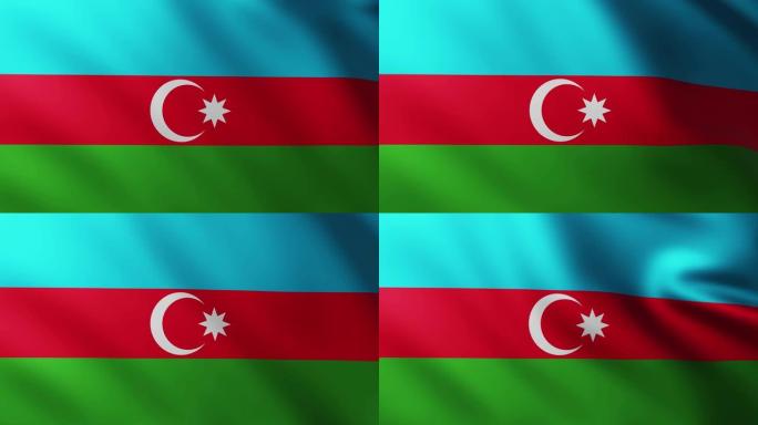 阿塞拜疆的大旗帜全屏背景在风中飘扬