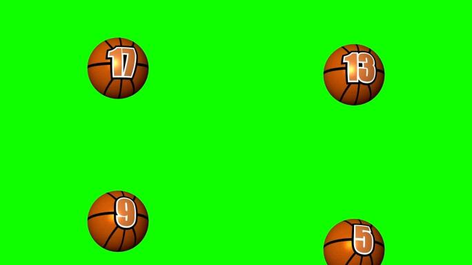 篮球在空中，数字从20开始倒计时