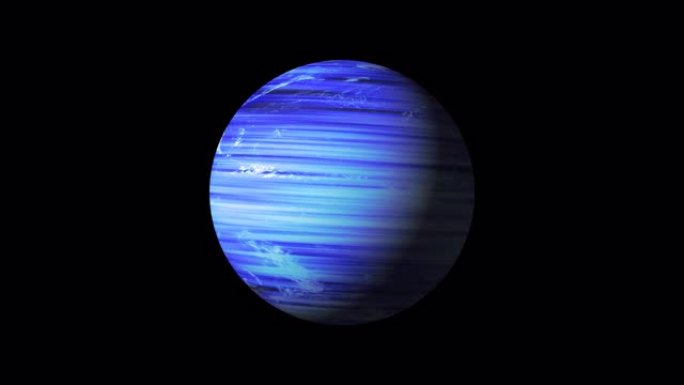 抽象蓝色外星行星在外太空旋转动画孤立透明在阿尔法通道。蓝色球球用Alpha通道形状圆形UI元素。4K
