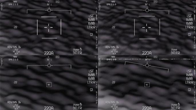 飞碟飞行动画。用特殊的黑白相机进行军事射击。一名军事战士发现飞碟
