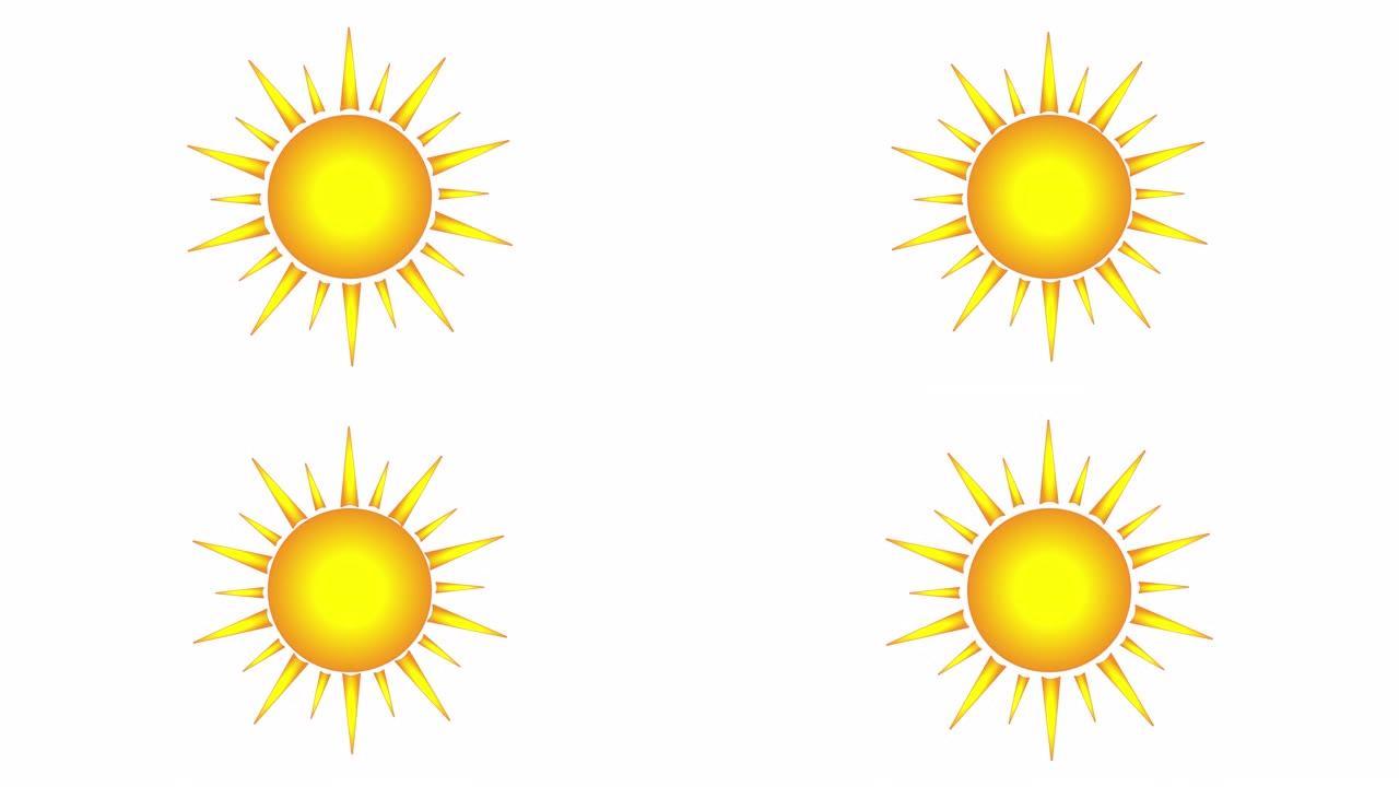 太阳矢量图形图标，简单的按钮动画，脉冲射线