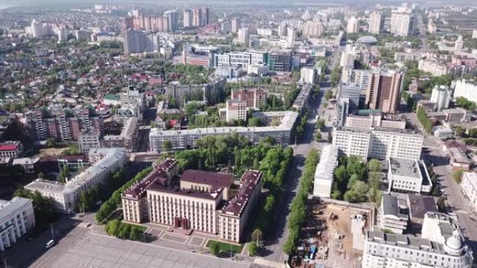 带有列宁广场的沃罗涅日市的居民区和中心